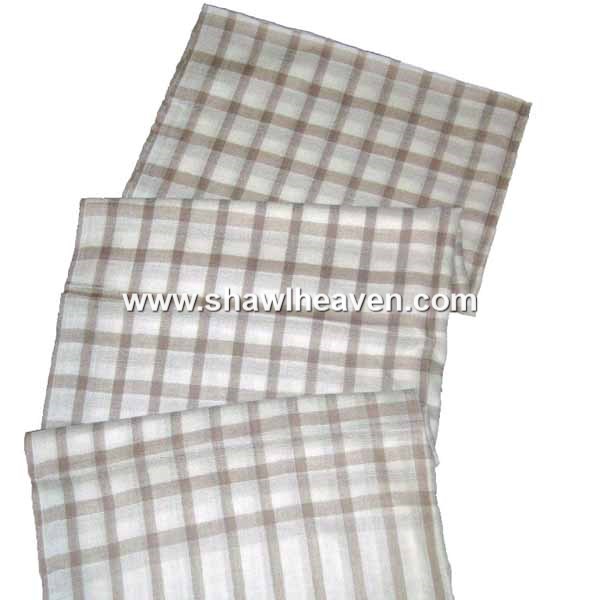 designer small check white cashmere shawl wrap